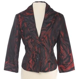 TONI MORGAN Red & Black Animal Print 2 Button Blazer